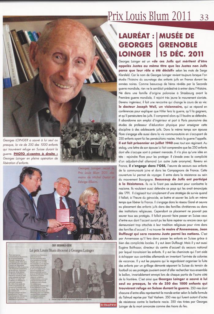 Prix Louis Blum 2011 - Georges Loinger